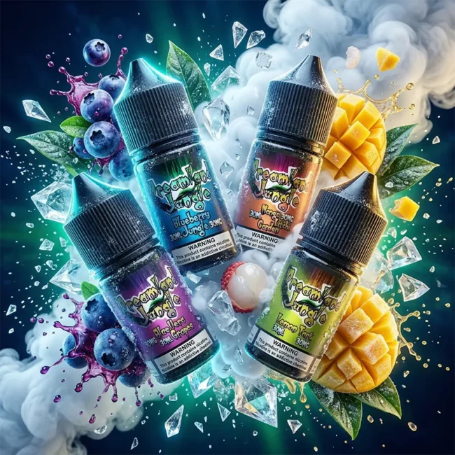 叢林幻境煙油 Dreamland Jungle 商品圖，呈現藍莓、菸草與芒果荔枝調性
